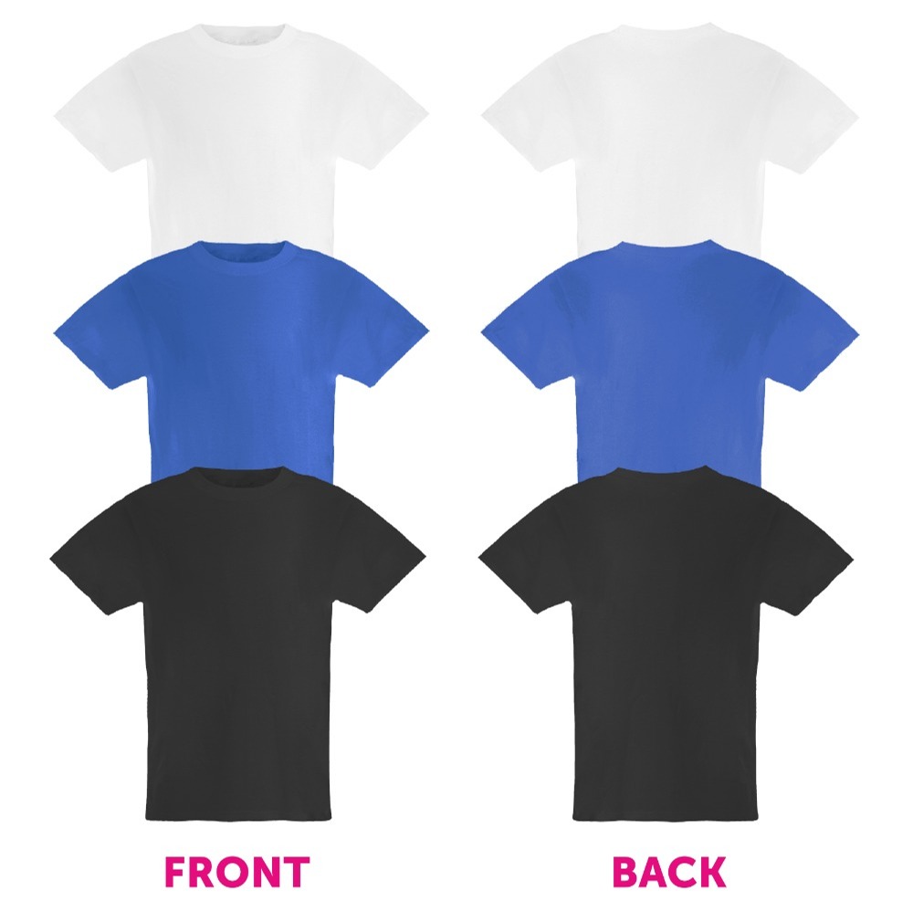 3 Pack Black, White & Blue Crew Neck T Shirts