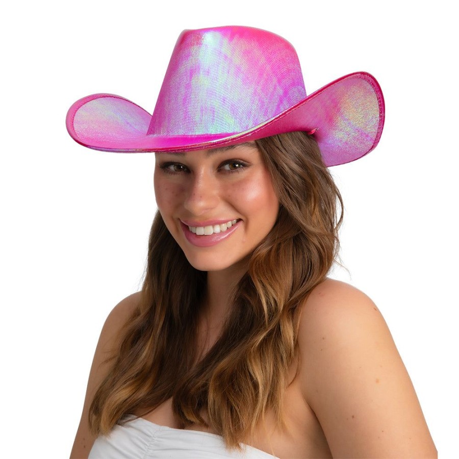 Click to view product details and reviews for Adults Texan Cowgirl Hats Hot Pink Iridescent.