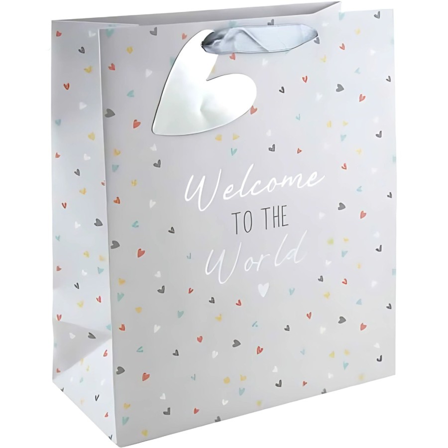 Click to view product details and reviews for Generic Baby Large Gift Bags Welcome To The World Silver 265x14x33cm.