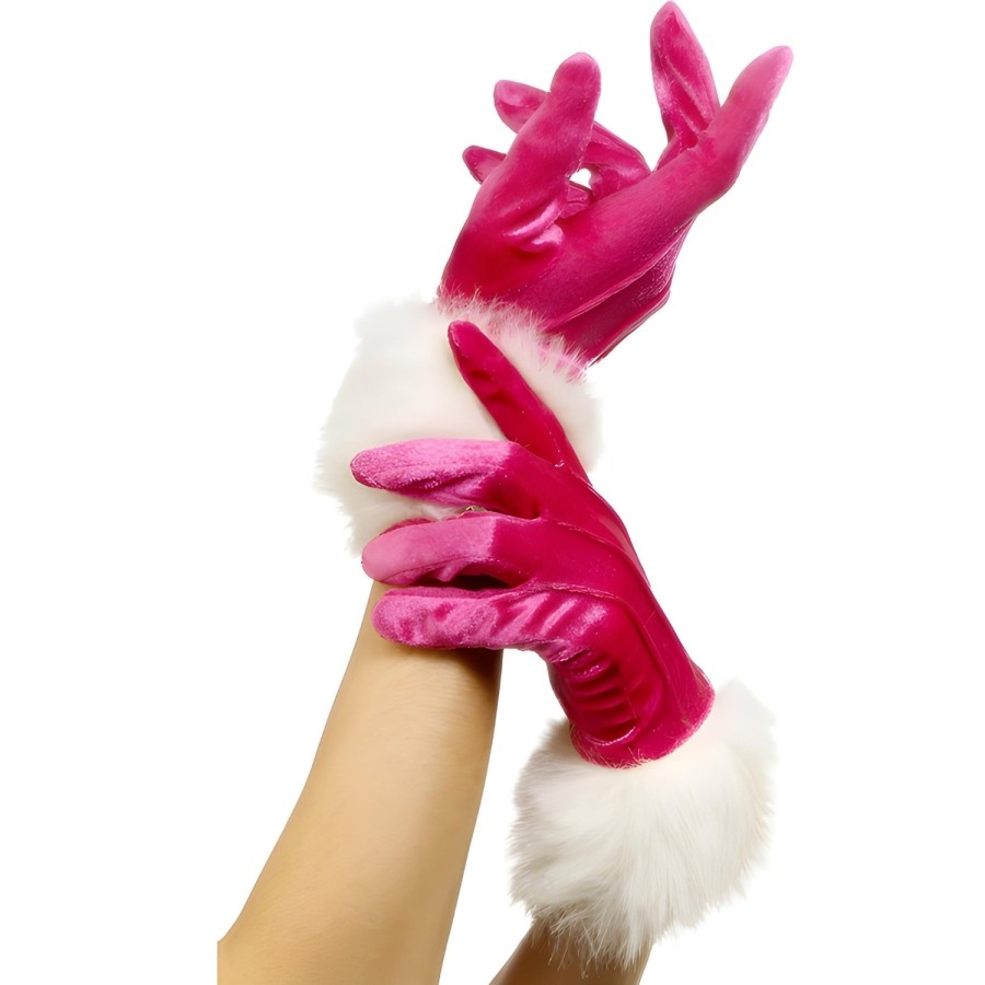 Click to view product details and reviews for Womens Santa Christmas Gloves Pink With White Fur.