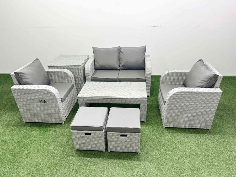 Click to view product details and reviews for Fimous Light Grey Pe Wicker Rattan Garden Furniture Set Sofa Set Reclining Adjustable Chair Oblong Coffee Table 6 Seater 2 Small Stools Side Table. Click to view product details and reviews for Fimous Light Grey Pe Wicker Rattan Garden Furniture Set Sofa Set Reclining Adjustable Chair Oblong Coffee Table 6 Seater 2 Small Stools Side Table.