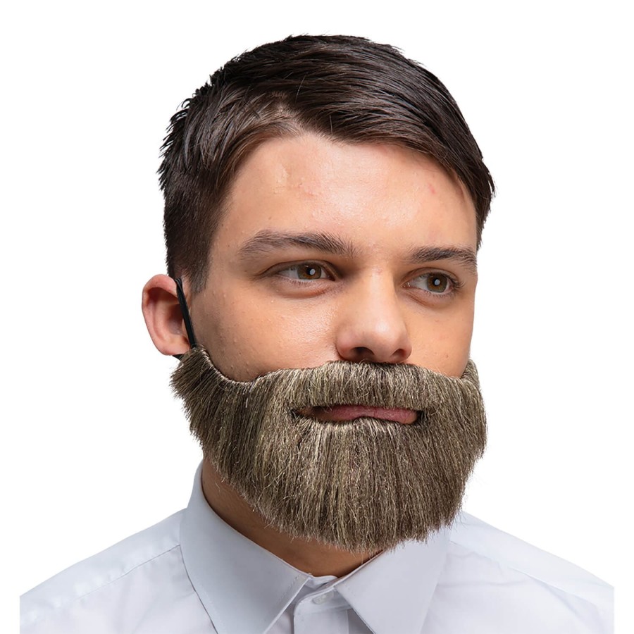 Click to view product details and reviews for Deluxe Realistic Beard Moustache Facial Hair Adults Fancy Dress Grey.