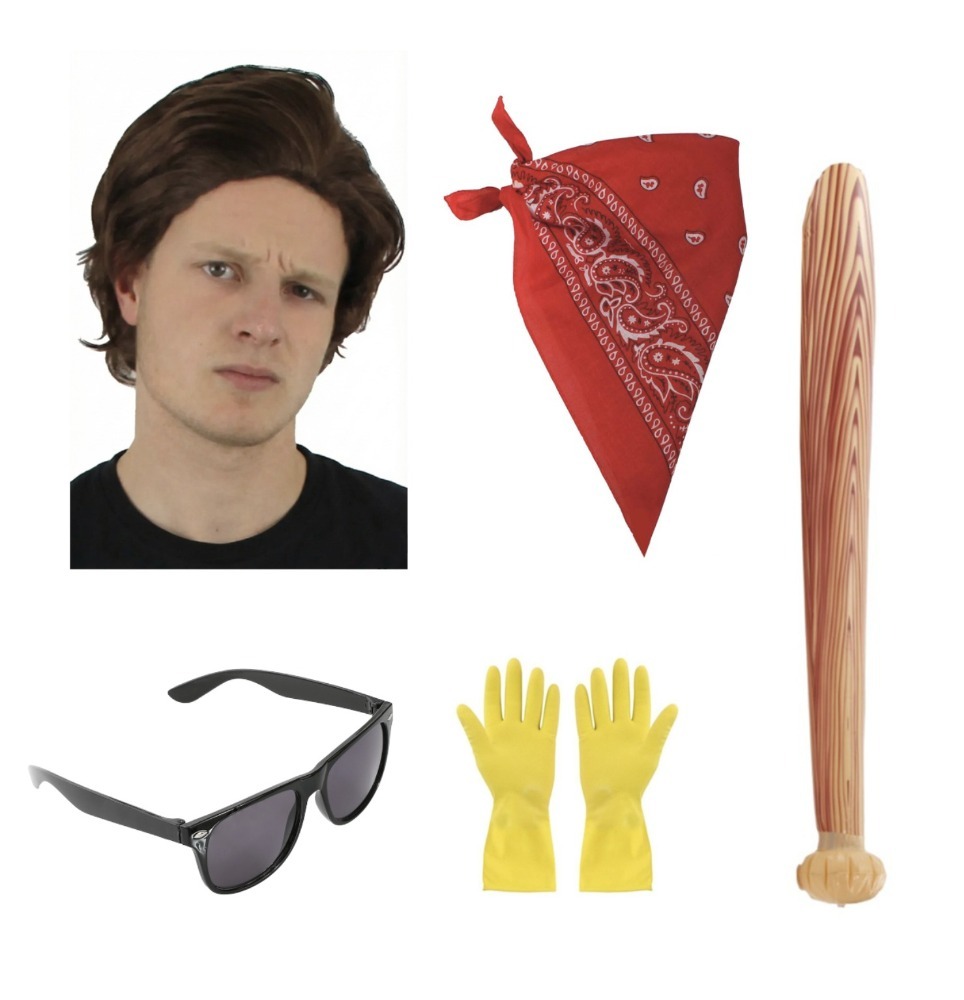 Click to view product details and reviews for Adults Steve Accessory Set 5 Pcs Wig Bandana Glasses Gloves Inflatable Bat.