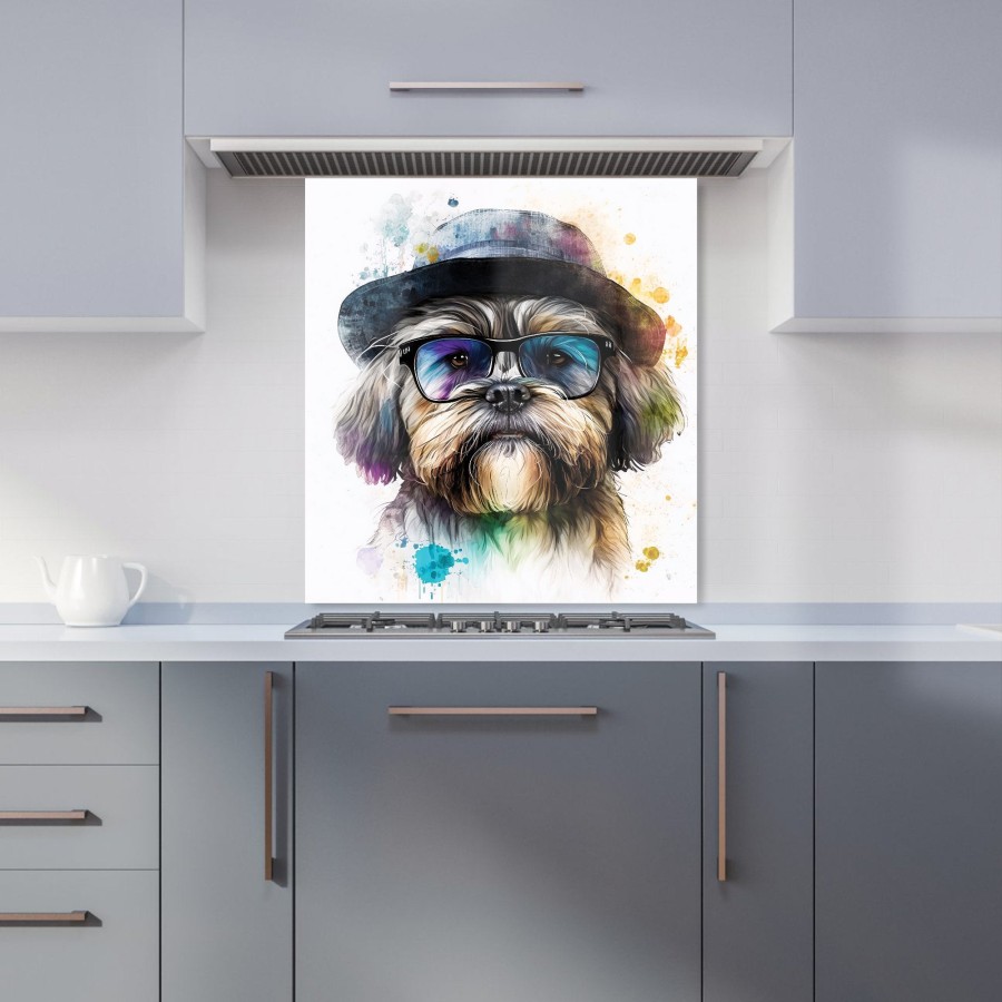 Click to view product details and reviews for Lhasa Apso Dog With Glasses Splashart Kitchen Splashback W600mm X H650mm.
