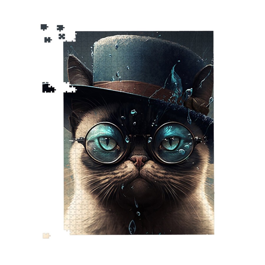 Click to view product details and reviews for Siamese Cat With Glasses Splashart Jigsaw Puzzle 1000 Piece.