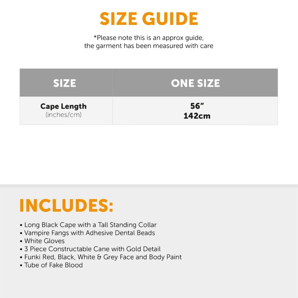 Adults 6PC Vampire Costume Black