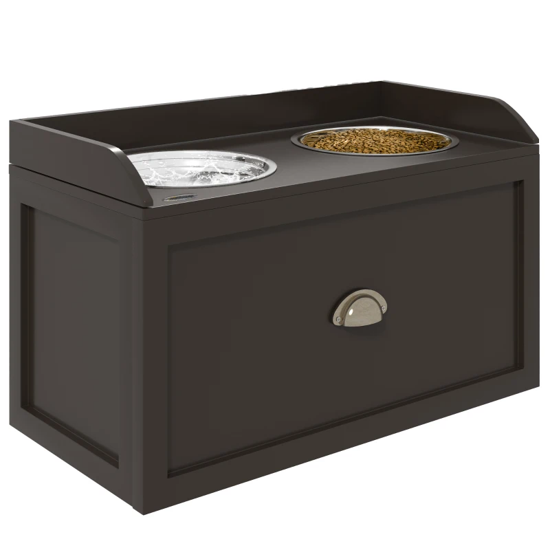 Click to view product details and reviews for Stainless Steel Raised Dog Bowls With 21l Storage Drawer For Large Dogs Brown Pawhut.