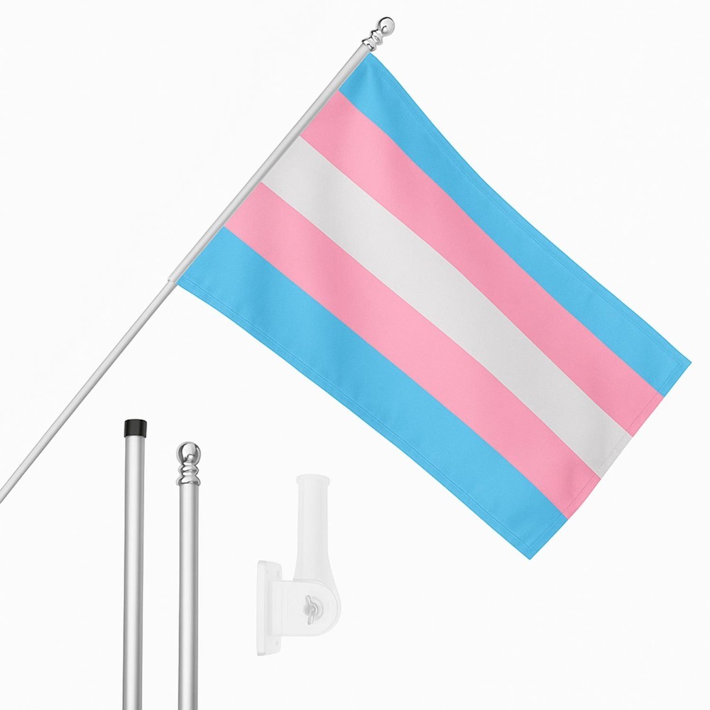 Click to view product details and reviews for Large 5ft X 3ft Transgender Flag With 6ft Pole Wall Bracket.