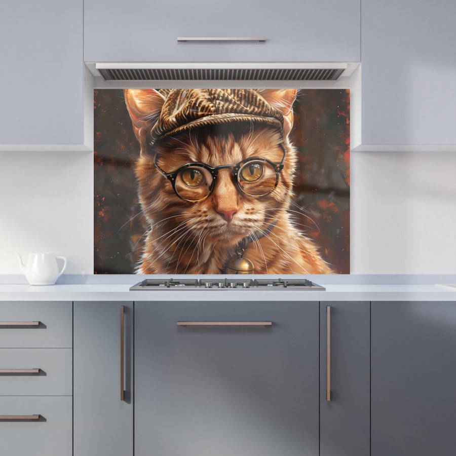 Click to view product details and reviews for Dapper Ginger Cat With Cap Kitchen Splashback W900mm X H650mm.