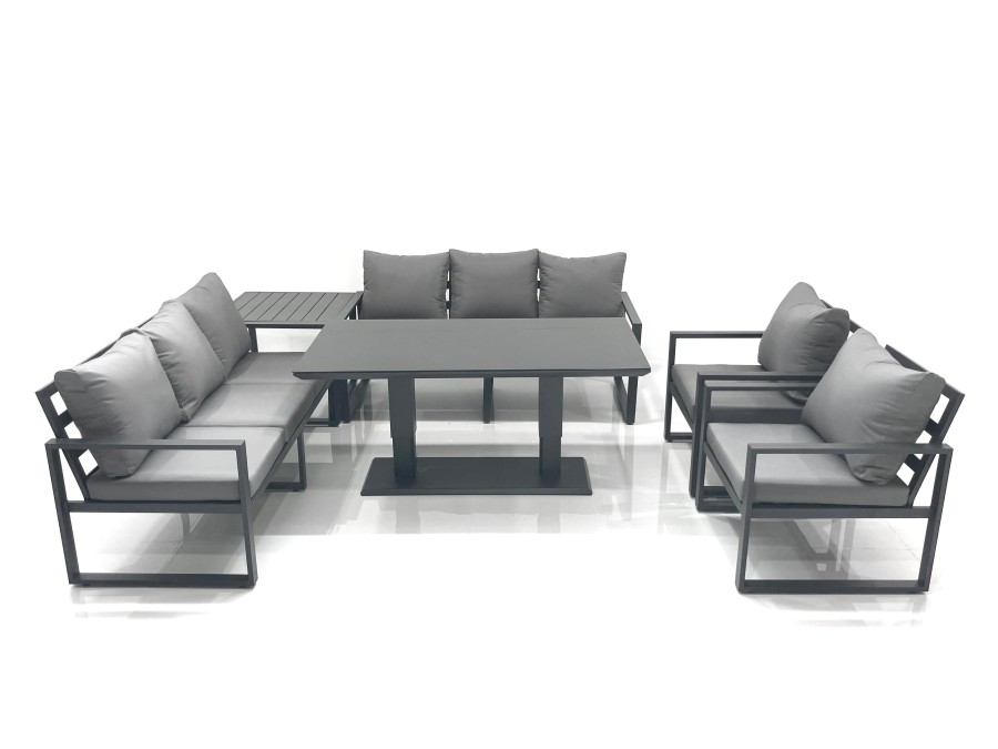 Click to view product details and reviews for Fimous Garden Sofa Set Aluminium Furniture Rising Dining Tabe Set With 2 Chair Side Table Dark Grey.