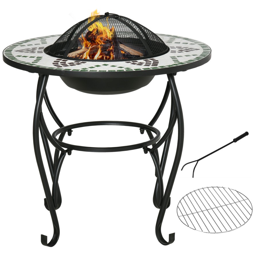 Outsunny 3 In 1 Outdoor Fire Pit Garden Table With Bbq Grill Screen Cover Outsunny 3 In 1 Outdoor Fire Pit Garden Table With Bbq Grill Screen Cover
