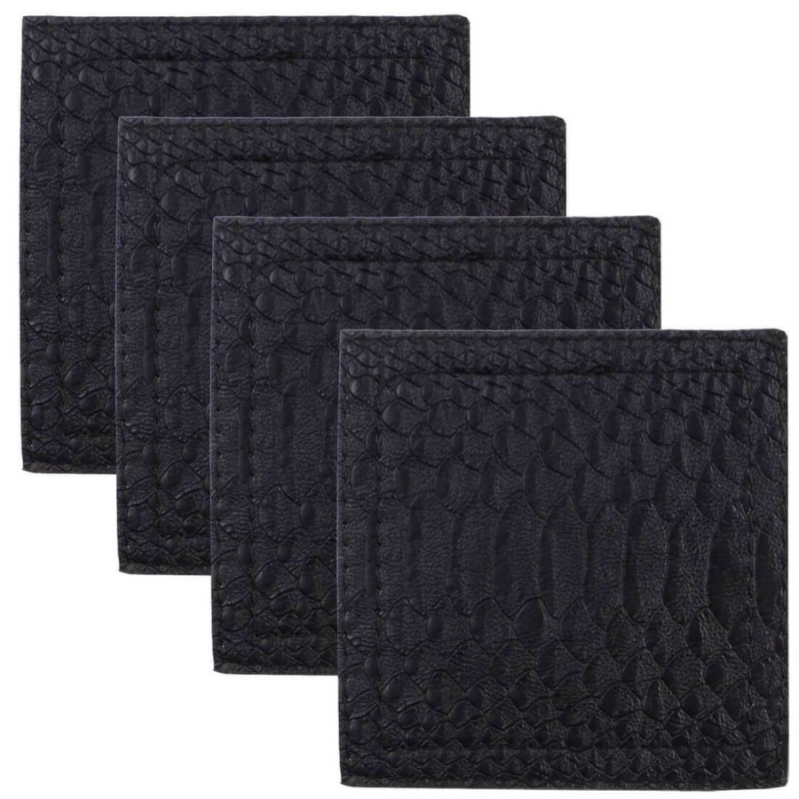 Click to view product details and reviews for Set Of 4 Faux Leather Coasters Drinks Table Dining Tableware Liquorice.