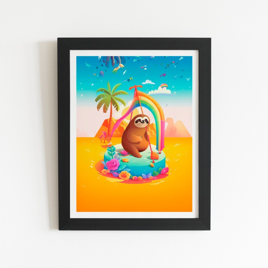 Click to view product details and reviews for Sloth On A Beach Holiday Art Prints 8 X 10 Black Frame.