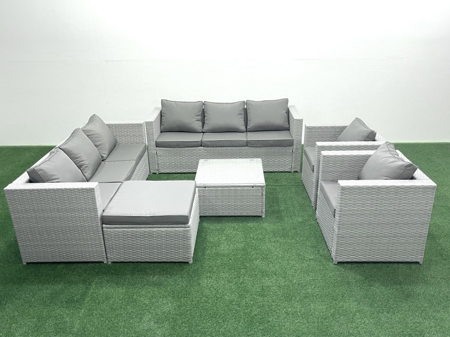 Click to view product details and reviews for Fimous Outdoor Rattan Sofa Garden Furniture Set With 2 Armchairs Square Coffee Table Big Footstool Light Grey Mixed. Click to view product details and reviews for Fimous Outdoor Rattan Sofa Garden Furniture Set With 2 Armchairs Square Coffee Table Big Footstool Light Grey Mixed.