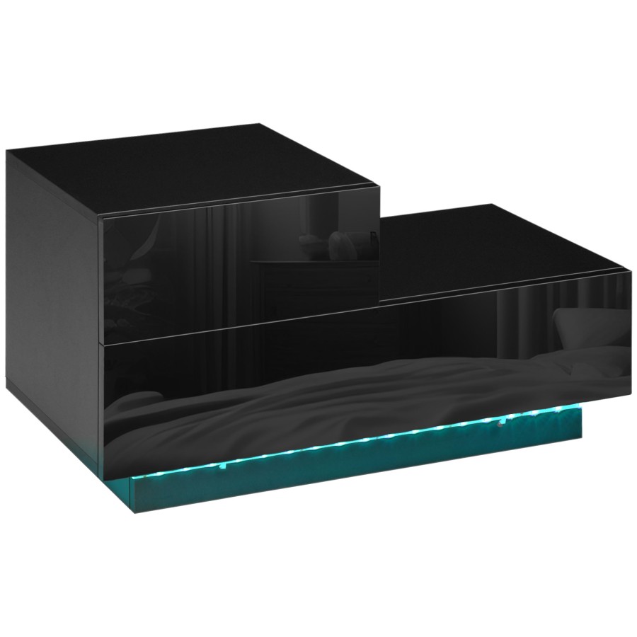 Click to view product details and reviews for Homcom High Gloss Front Bedside Table Nightstand With Led Light Remote Black.