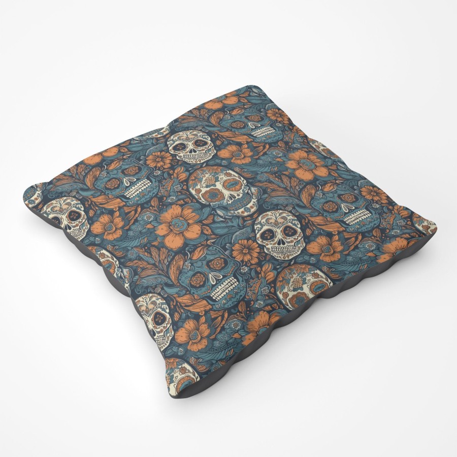 Warren Reed Dia De Los Muertos Skulls Pattern Floor Cushion