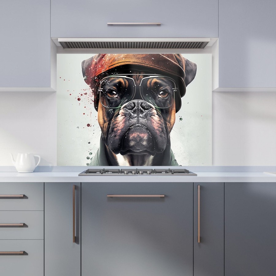 Click to view product details and reviews for Boxer Dog With Hat Splashart Kitchen Splashback W900mm X H650mm.