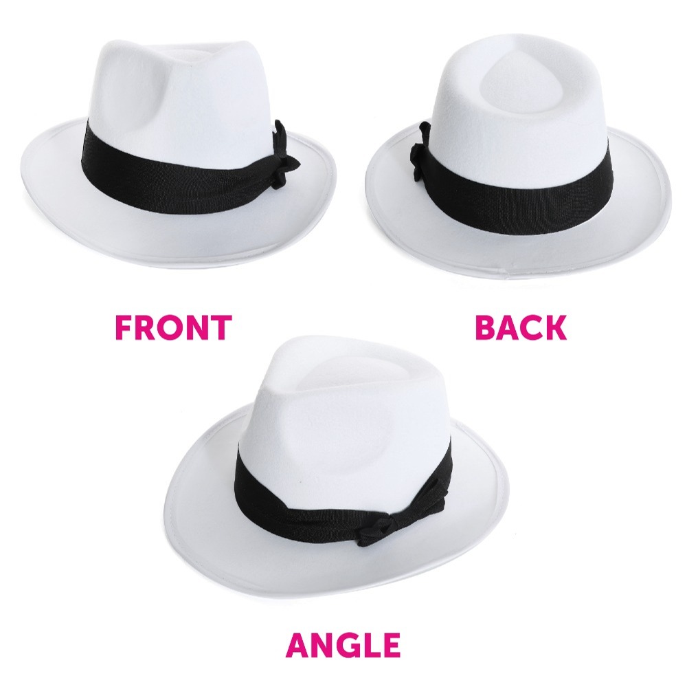 Childs White Gangster Trilby Hat