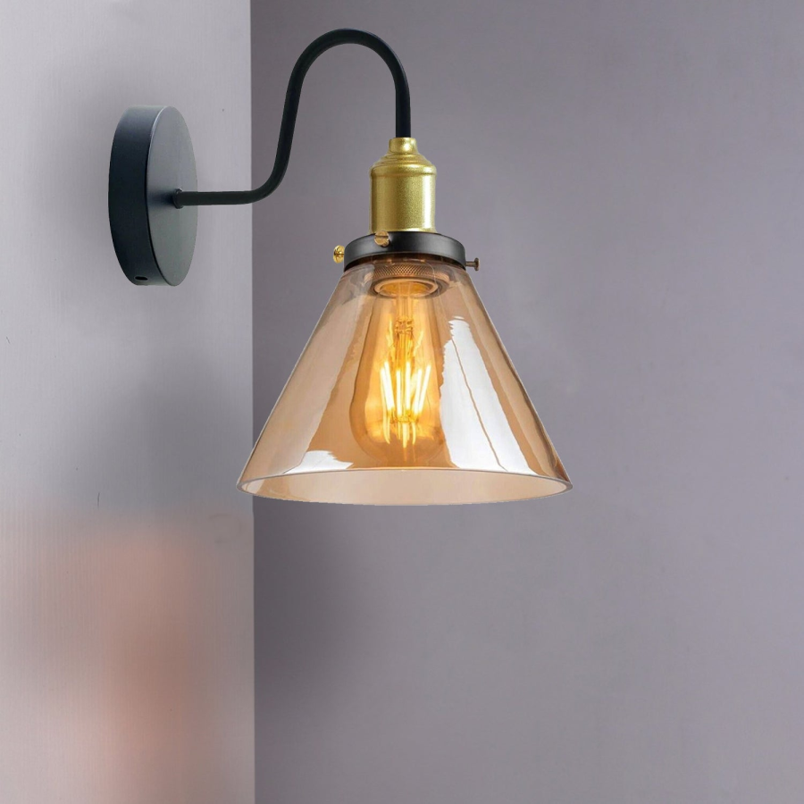 Click to view product details and reviews for Industrial Glass Wall Light Amber Glass Cone Replacement Lampshade 1771.