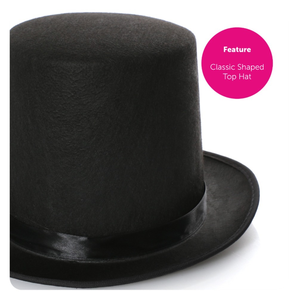 Top Hat & Cane Set | Felt Top Hat & Gold Cane