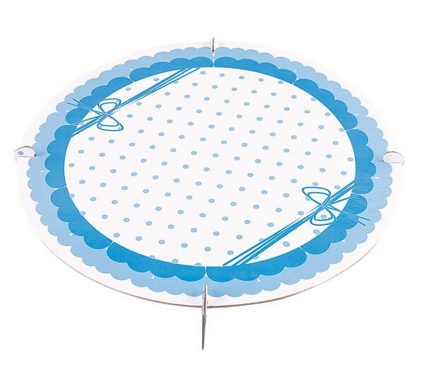 Cake Stand Dots Blue Single Round