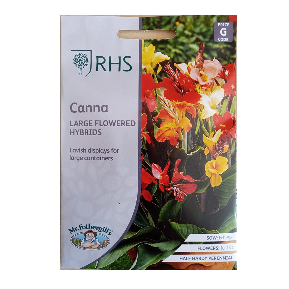 Canna Seeds Grow Your Garden Flowers Large Hybrids Packet RHS Mr. Fothergill's