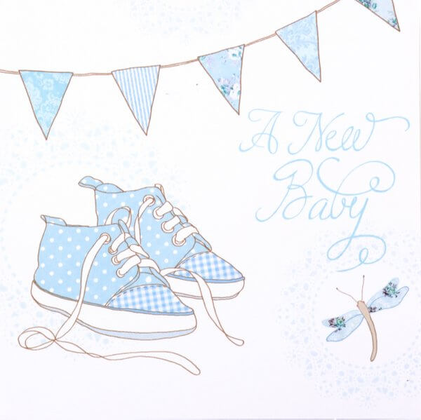 Card Birth Announce Boy Foil 6 Pk