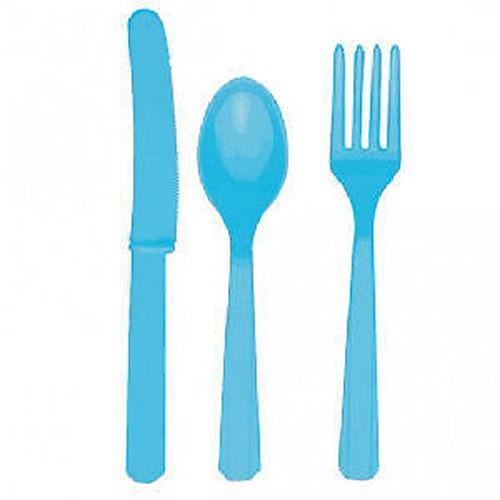 Click to view product details and reviews for Caribbean Teal Plastic Cutlery Set 24 Piece.