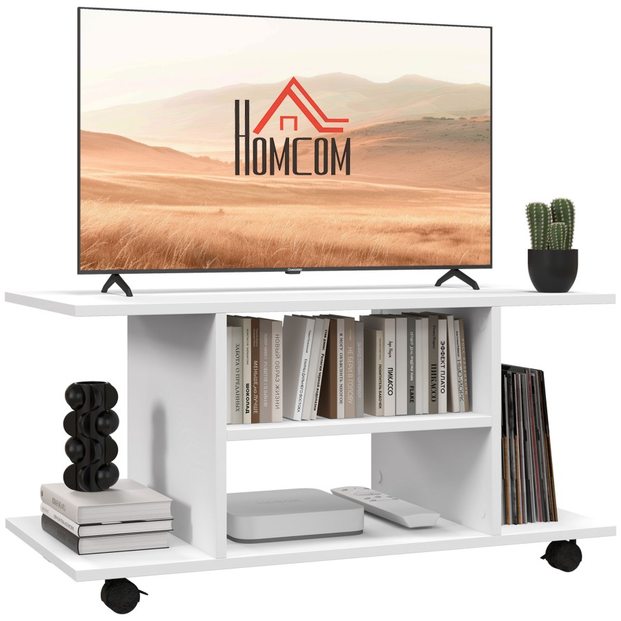 Click to view product details and reviews for Homcom Modern Tv Cabinet Stand Storage Shelves Table Mobile Bedroom Furniture Bookshelf Bookcase White.