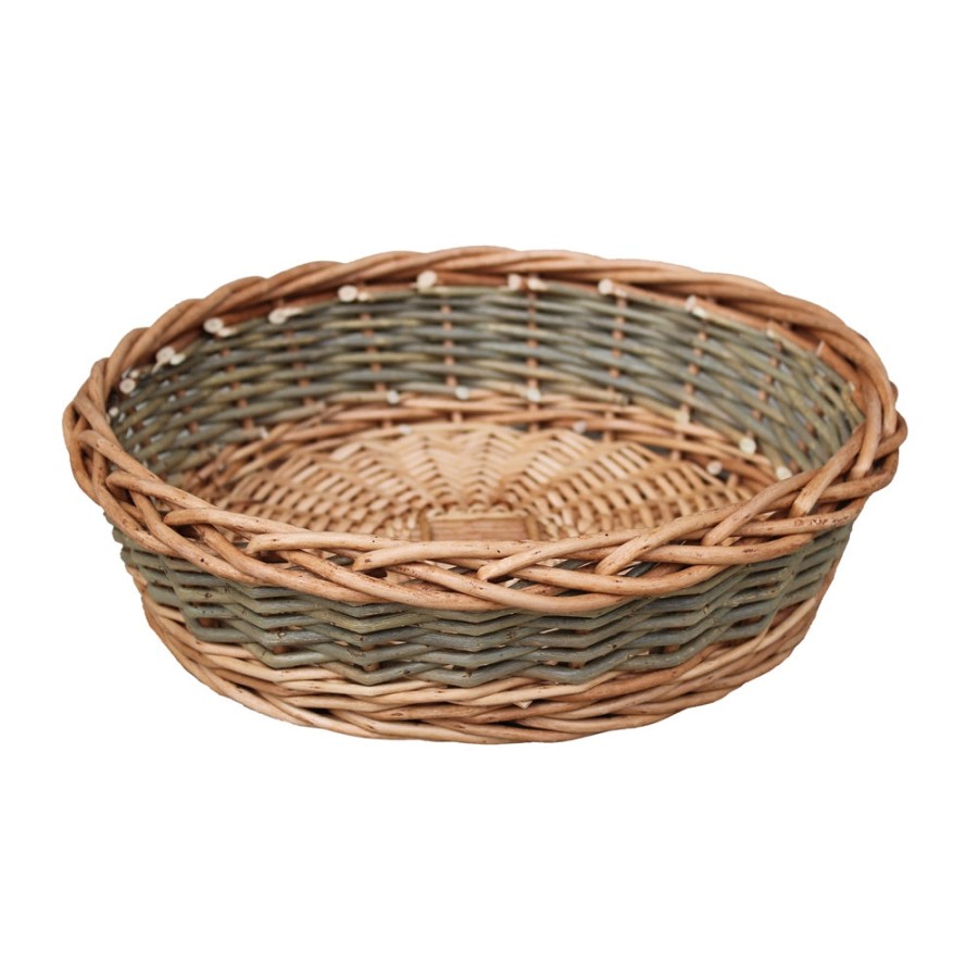 Red Hamper Unpeeled Willow Wicker Round Tray - Large