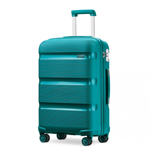 Click to view product details and reviews for K2092l Kono 20 Inch Bright Hard Shell Pp Carry On Suitcase In Cabin Size Blue Green.