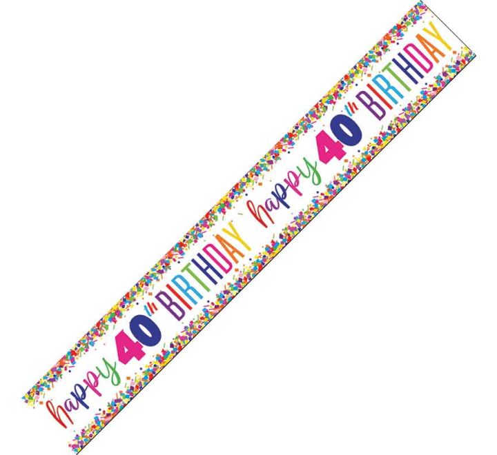 Click to view product details and reviews for Happy 40th Birthday Foil Banner Multi Coloured Confetti 9 Foot Long.