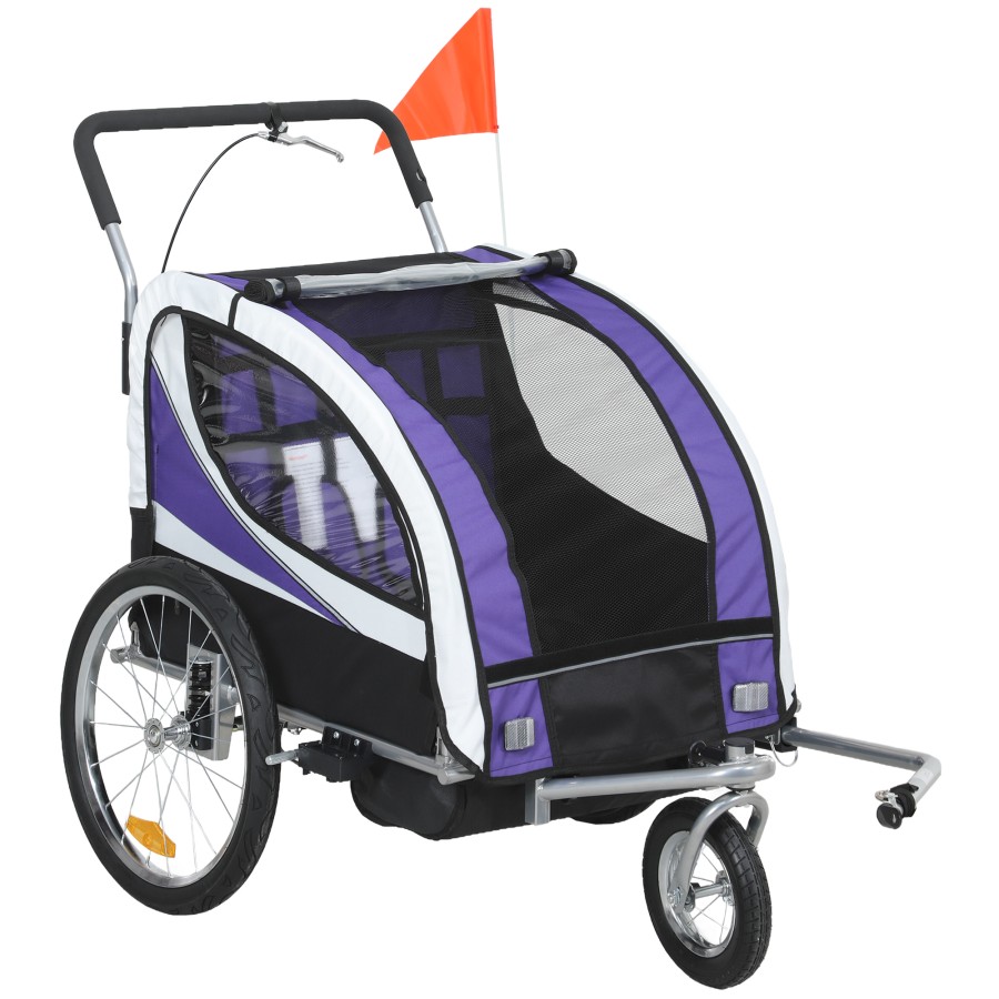 Click to view product details and reviews for Homcom Child Bike Trailer Baby Bicycle Trailer For 2 Kids With 5 Point Harness Steel Frame Reflectors Safety Flag Hitch Coupler Purple.