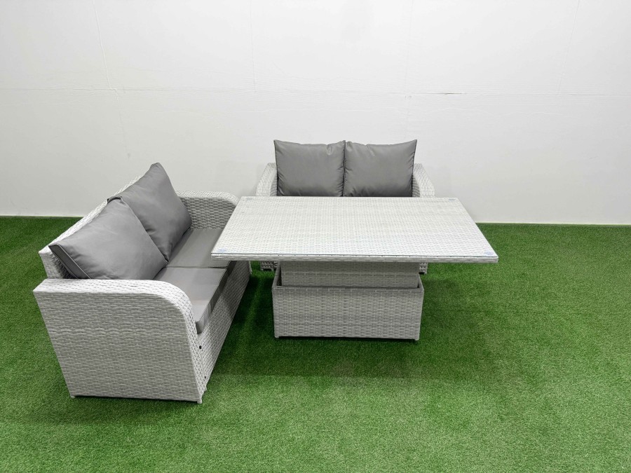 Click to view product details and reviews for Fimous 4 Seater Outdoor Love Sofa Set Rattan Garden Furniture Set With Adjustable Lifting Dining Or Coffee Table Light Grey. Click to view product details and reviews for Fimous 4 Seater Outdoor Love Sofa Set Rattan Garden Furniture Set With Adjustable Lifting Dining Or Coffee Table Light Grey.