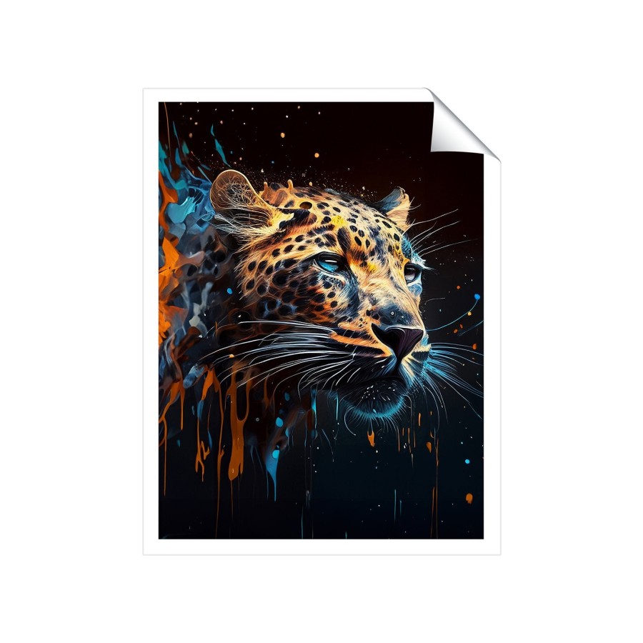 Click to view product details and reviews for Leapoard Face Splashart On Dark Background Art Prints 8 X 10 No Frame.