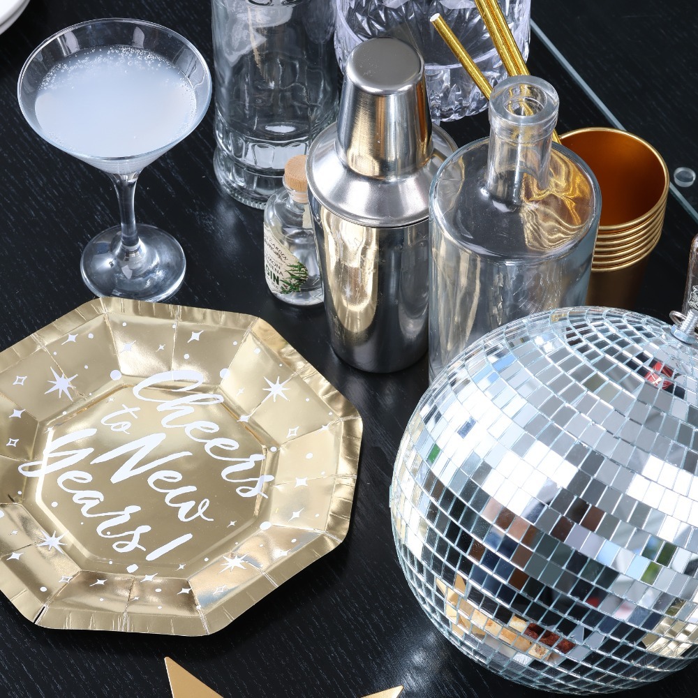 New Years Eve Golden Paper Plates