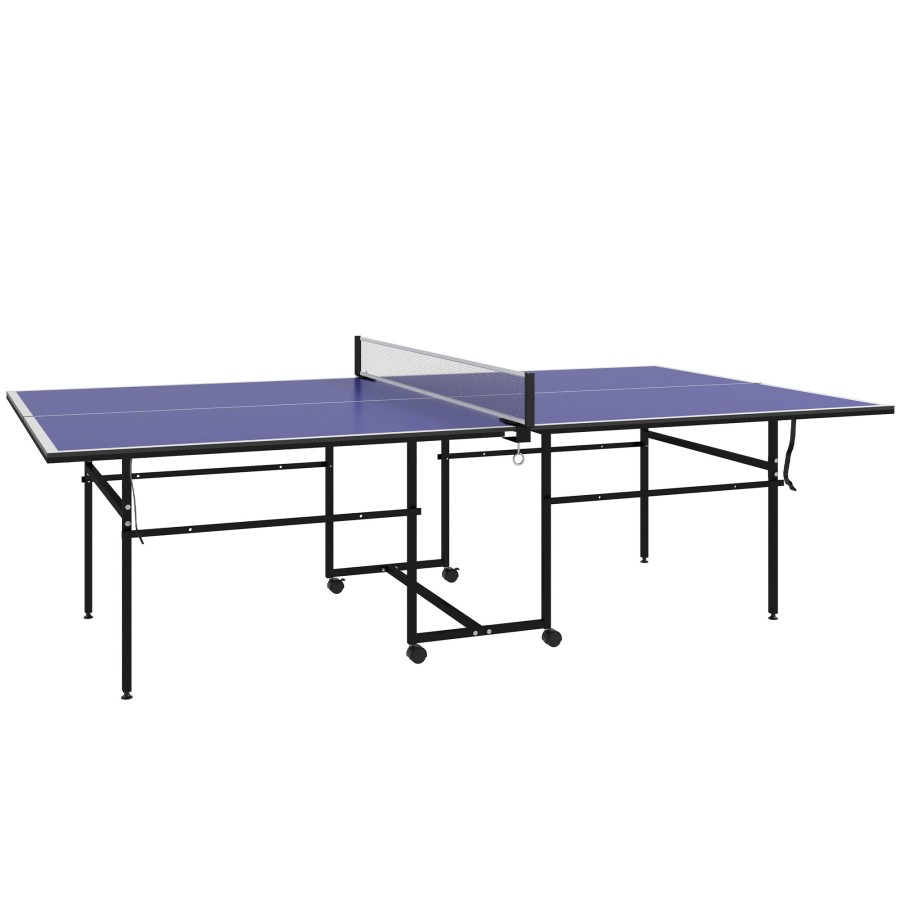 Click to view product details and reviews for Sportnow 9ft Folding Table Tennis Table Portable Full Size Ping Pong Table With 4 Wheels 2 Bats 3 Balls Quick Set Up Indoor Game Table Blue.