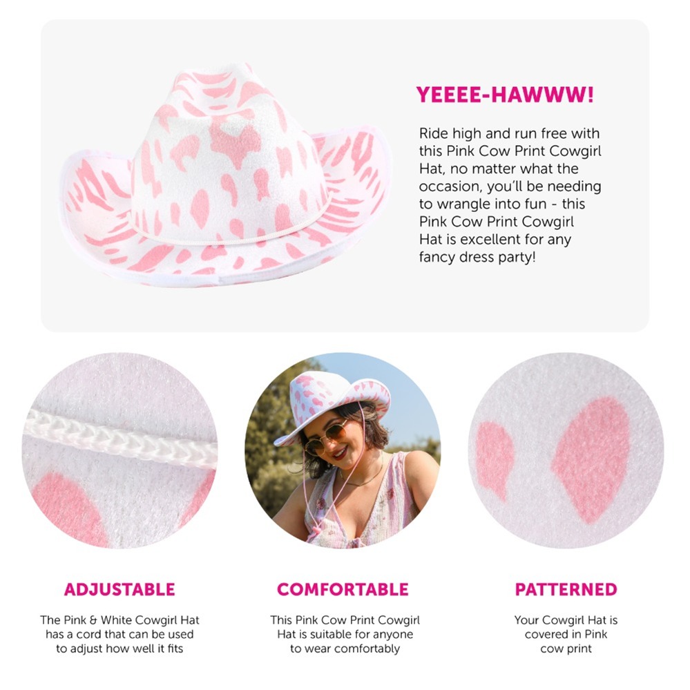 Pink Cow Print Cowboy Hat
