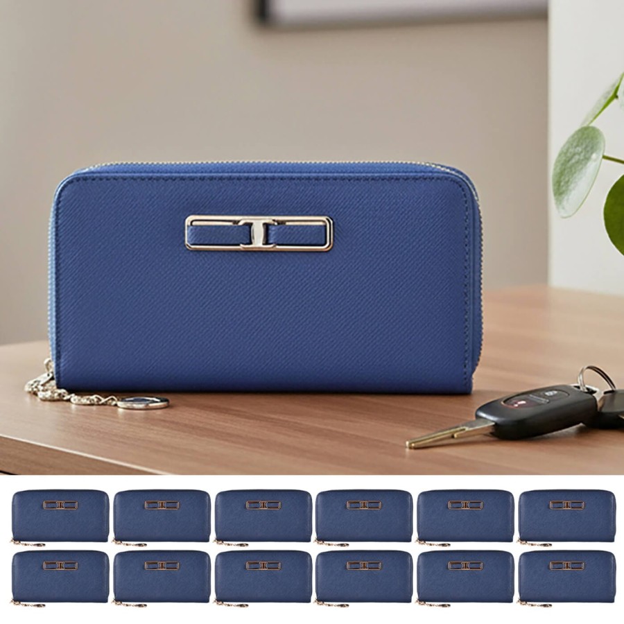 Bulk Pack of 12 Paislee Faux Leather Purse 8 Card Slots Phone Holder