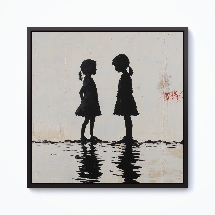 Click to view product details and reviews for Silhouettes In The Rain Framed Canvas 10 X 10 Black.