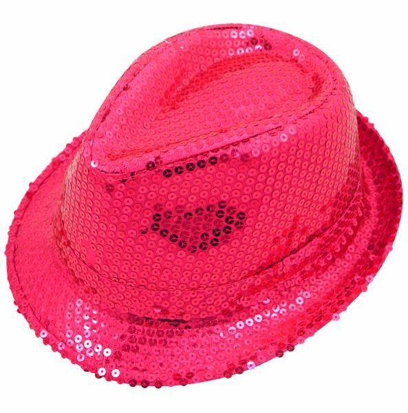 Click to view product details and reviews for Hot Pink Sequin Trilby Hats.