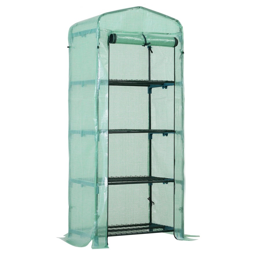 Click to view product details and reviews for Outsunny Mini Greenhouse 4 Tier Portable Plant House Shed Pe Cover Green.