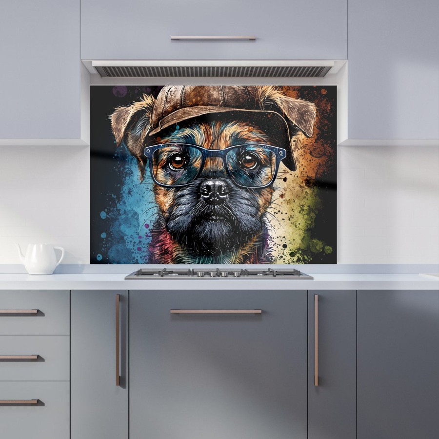 Click to view product details and reviews for Border Terrier Dog Face Splashart Kitchen Splashback W900mm X H650mm.