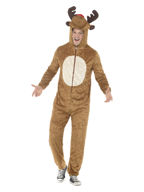 Click to view product details and reviews for Reindeer Costume Brown Hooded Jumpsuit Large.