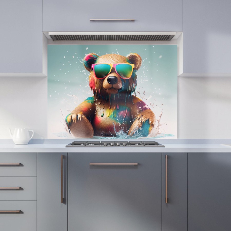 Click to view product details and reviews for Splashart Bear In Glasses Kitchen Splashback W595mm X H745mm.