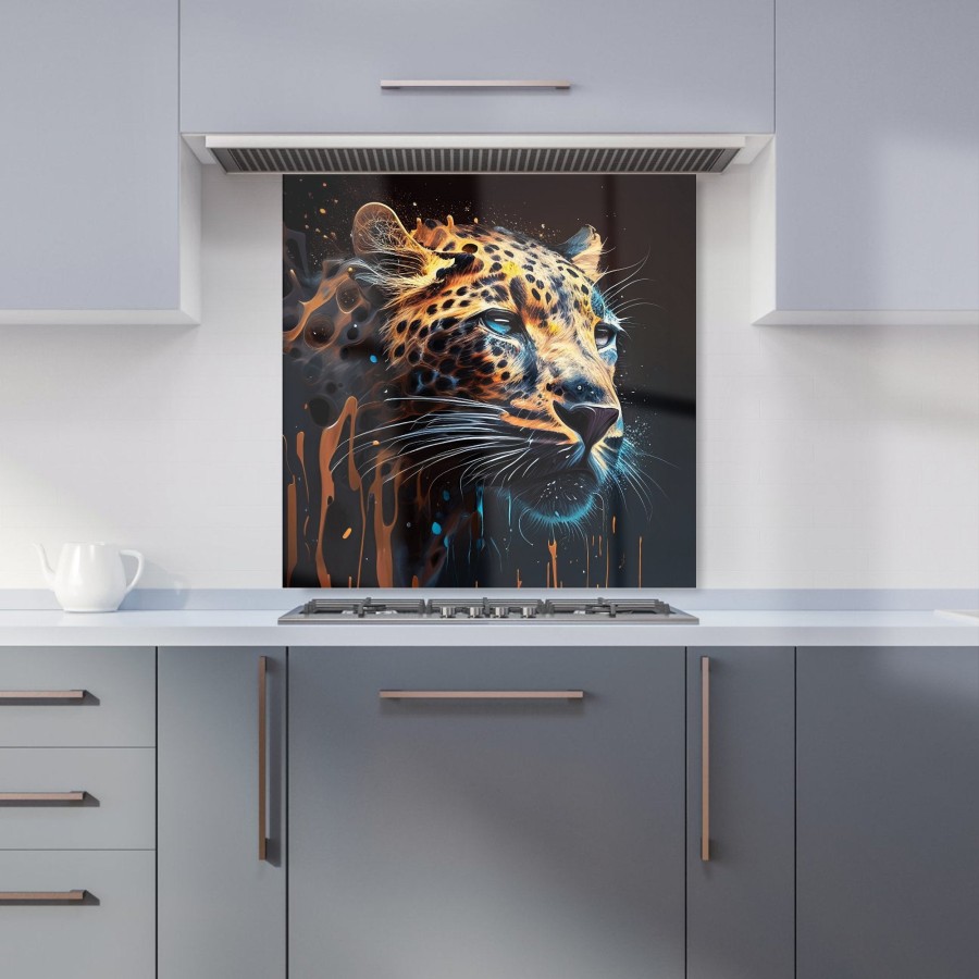 Click to view product details and reviews for Leapoard Face Splashart Dark Background Kitchen Splashback W600mm X H600mm.