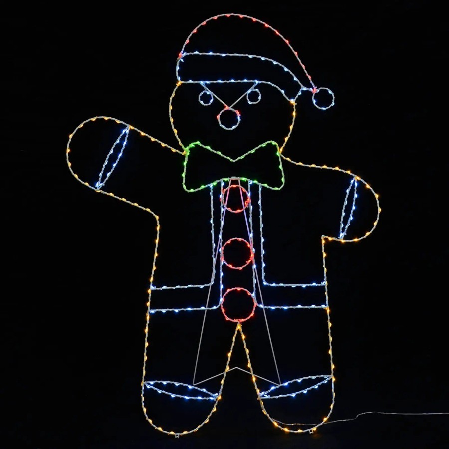 Click to view product details and reviews for Large Gingerbread Man Christmas Silhouette Light Multicolour Led 120cm.