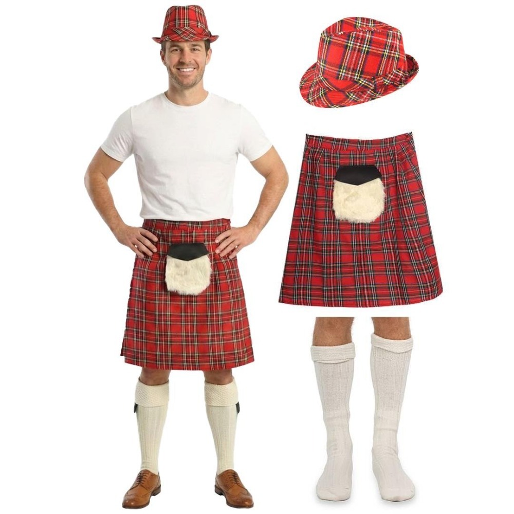 Click to view product details and reviews for Adults Scottish Costume Set 3 Pcs Kilt Hat Socks Standard.
