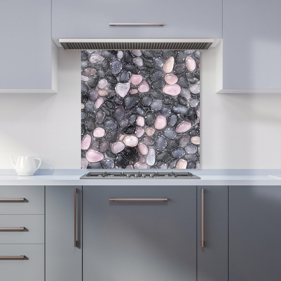 Click to view product details and reviews for Glossy Pebbles In Soft Hues Kitchen Splashback W600mm X H600mm.