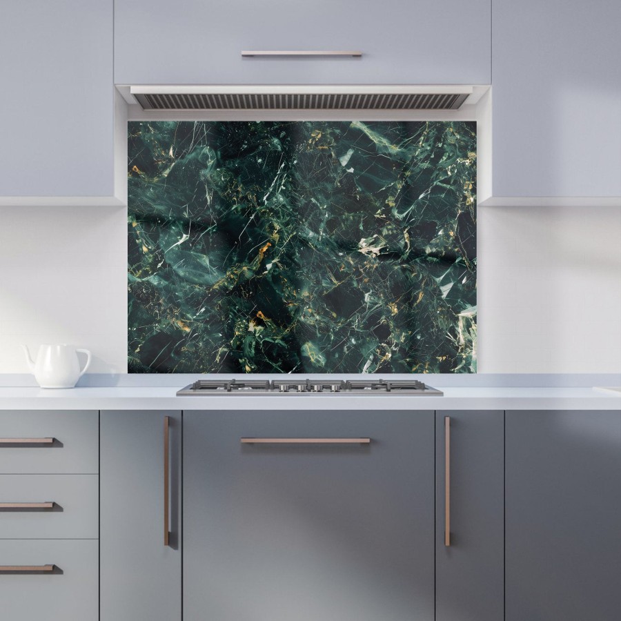 Click to view product details and reviews for Deepest Green Quartz Effect Kitchen Splashback W595mm X H745mm.